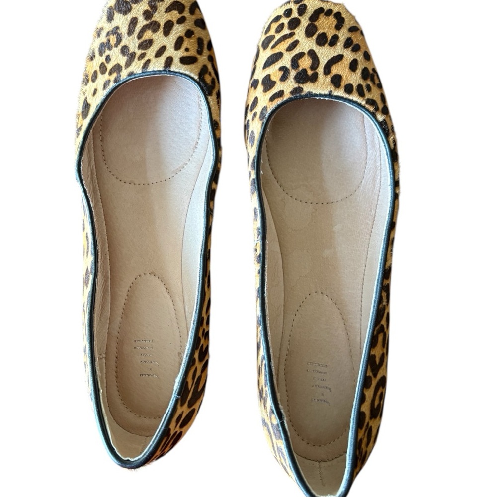 J. Jill Leopard Print Calf Hair Ballet Flats Tan & Black Slip-On Shoes - Picture 6 of 9
